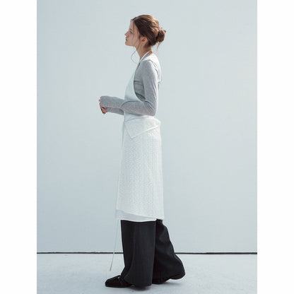 New Spring Casual Halterneck Neck Simple Open Back Solid Color Lace-Up Wrap Dress