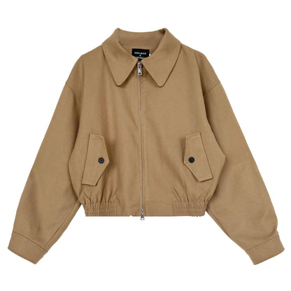 Autumn Maillard coat women's lapel shoulder zipper design loose versatile long-sleeved jacket