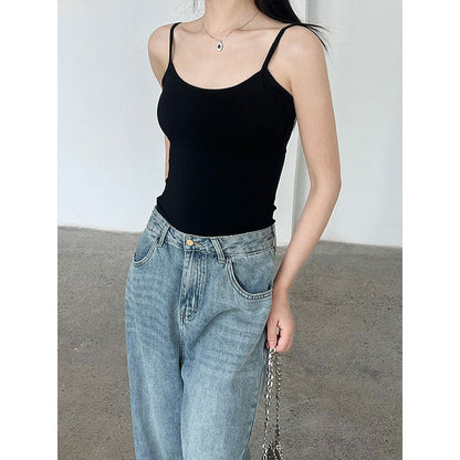 Korean simple bottom vest women's summer new shoulder strap adjustable chest pad gathering sling