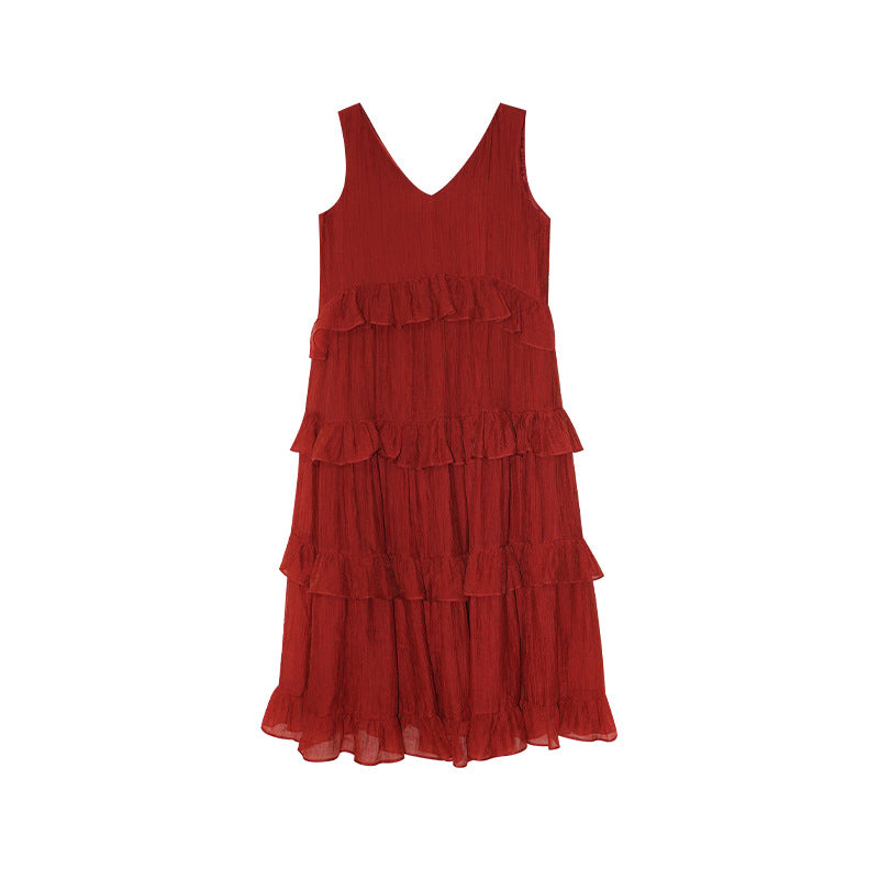 Mori beautiful simple ruffle edge sleeveless dress