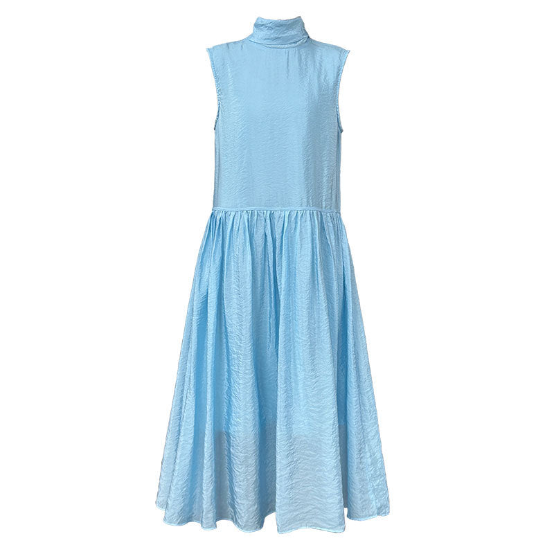 Gentle and sweet wind vest skirt women's summer design sense streamer neckline pure age-reducing dress