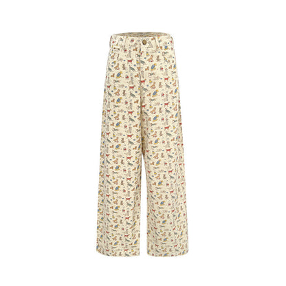 Cartoon animal cute straight pants