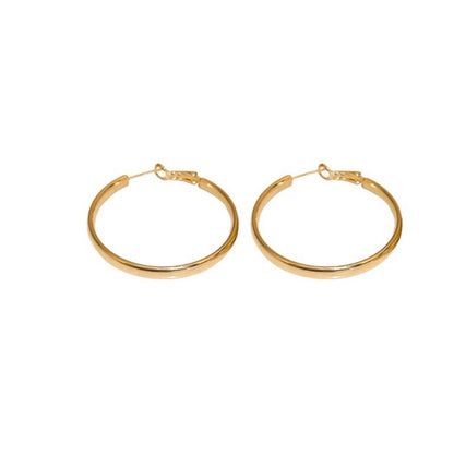 French Metal Circle Earrings Earrings New Women's Douyin Explosive Plain Circle Unique Temperament Earrings