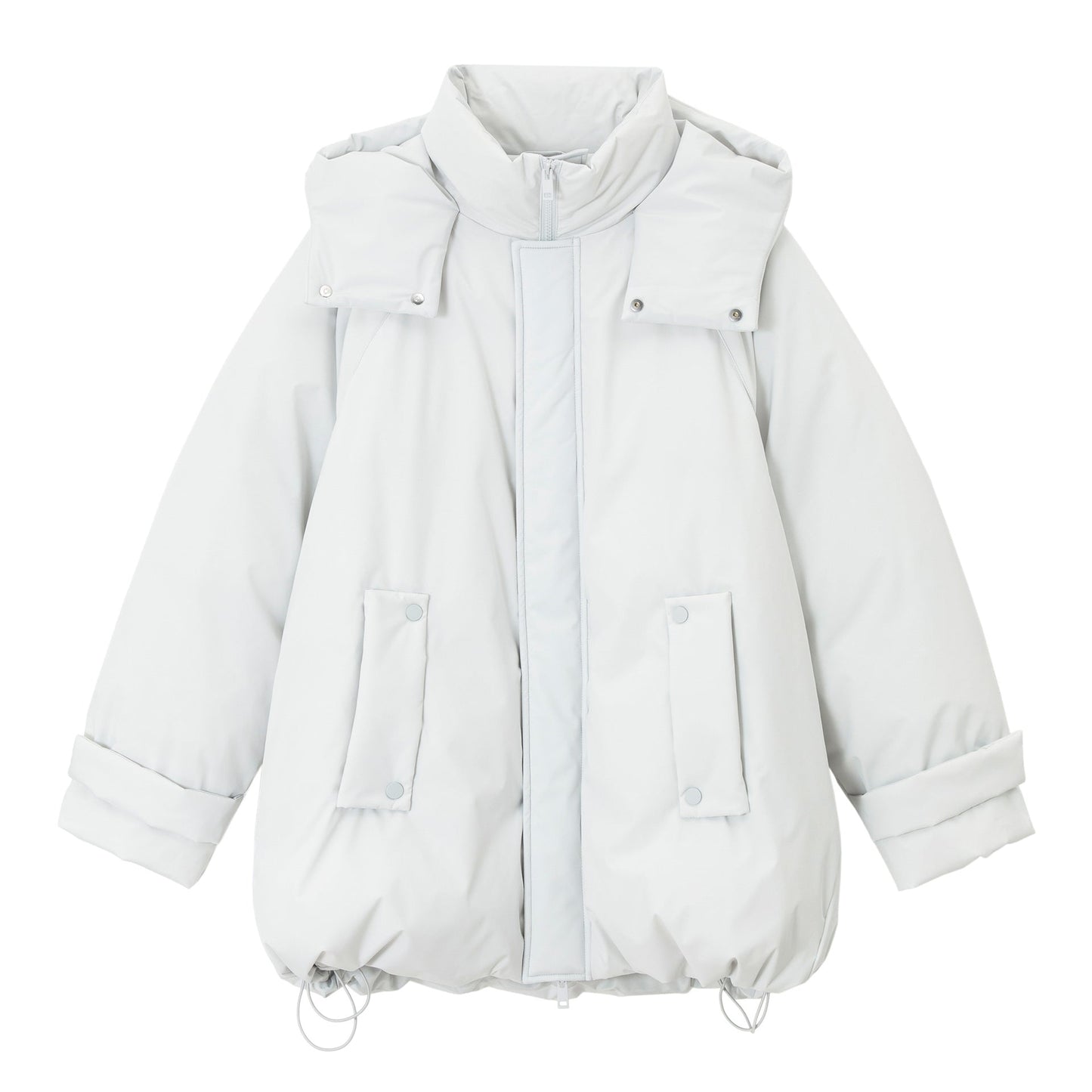 Winter gall-free anti-down hooded stand-up collar big body without quilting line Parker down jacket