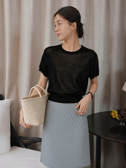 Macaron dry breathable short-sleeved knitted top