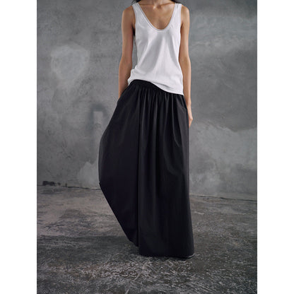The cotton feels irregular, elastic and thin, lazy, loose pendulum medium and long skirt.