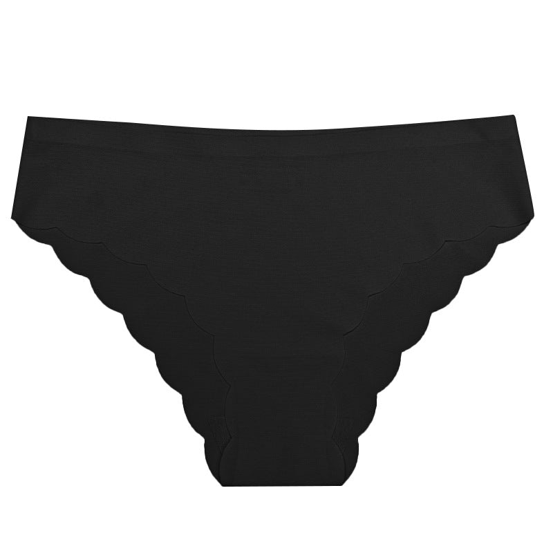 Ice silk seamless underwear wavy edge low waist sports fold edge underwear women's nylon briefs