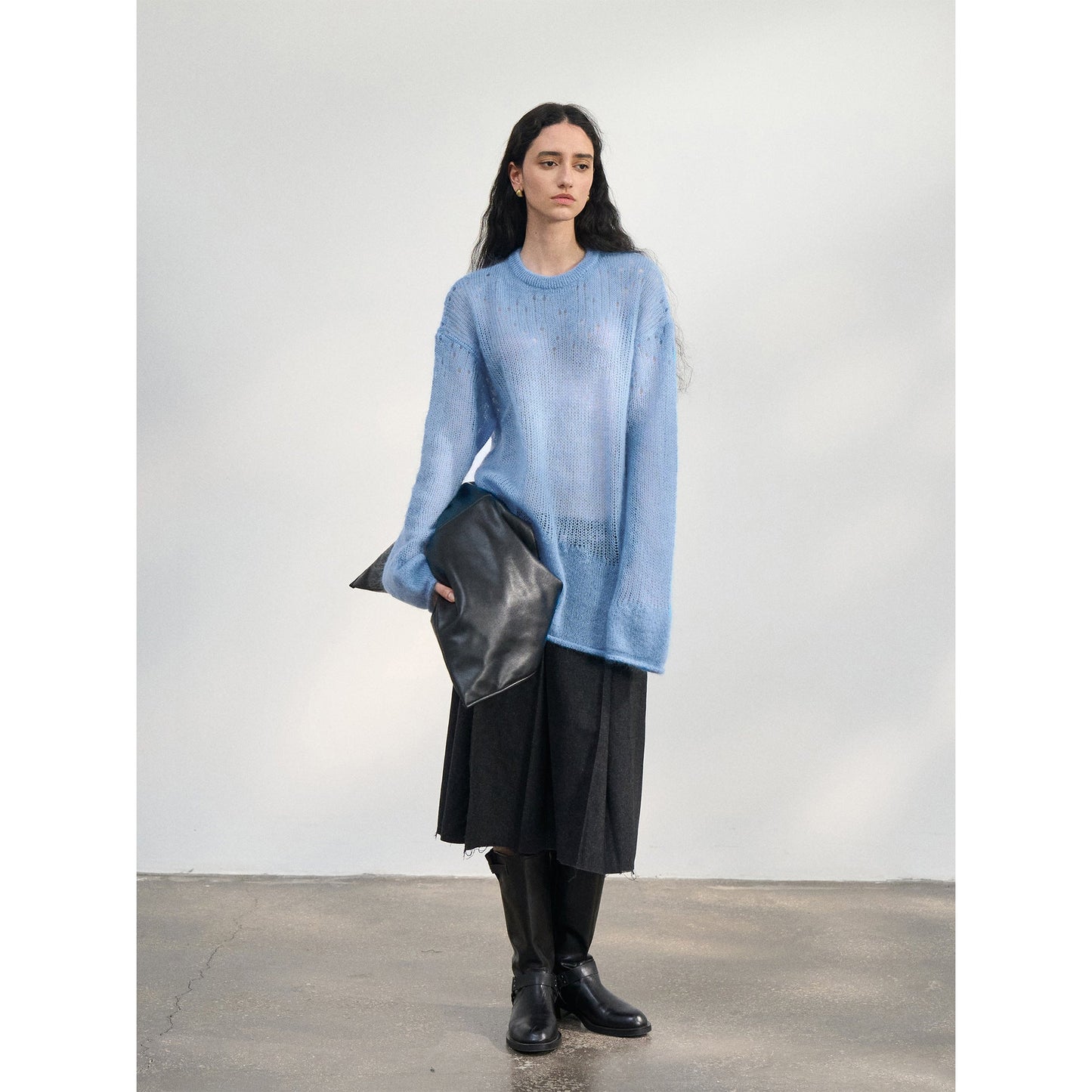 Spring new ultra-fine mohair loose soft skin-friendly wool blouse