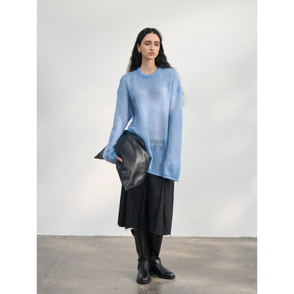 Spring new ultra-fine mohair loose soft skin-friendly wool blouse