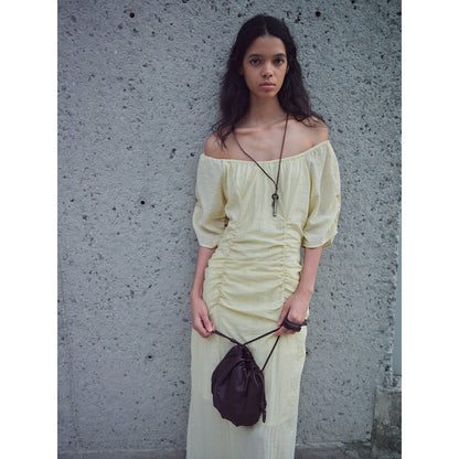 Tencel pleated shoulder dress