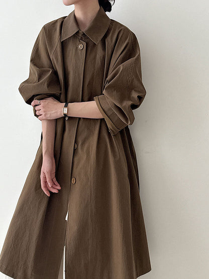 British Hepburn style high-end temperament trench coat women's autumn new simple strap coat