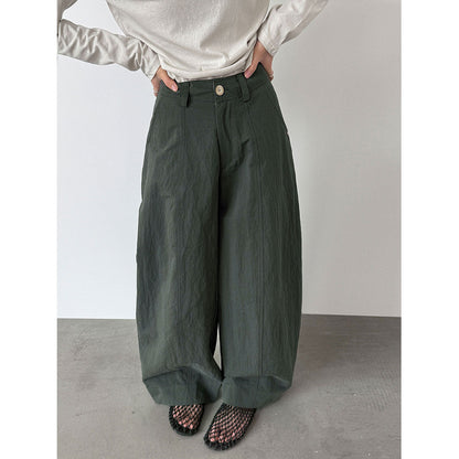 Korean slack pleated wide-leg pants women's 26 spring new high-waisted straight commuter casual pants