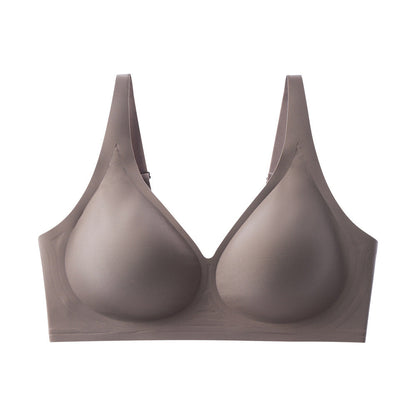 French seamless bra, thin jelly glue soft support, women's large-size bra with double breasts