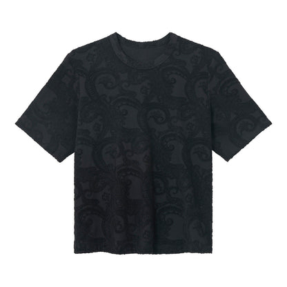 Spring new design Modal wool three-dimensional cashew flower texture T-shirt