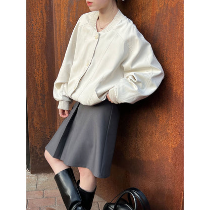 Korean retro stand-up collar jacket women's early spring new silhouette loose baseball jacket top