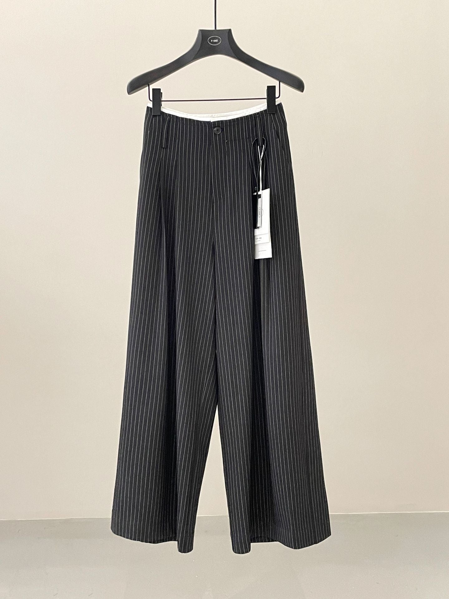 High-waisted drape loose straight-leg floor-length pants
