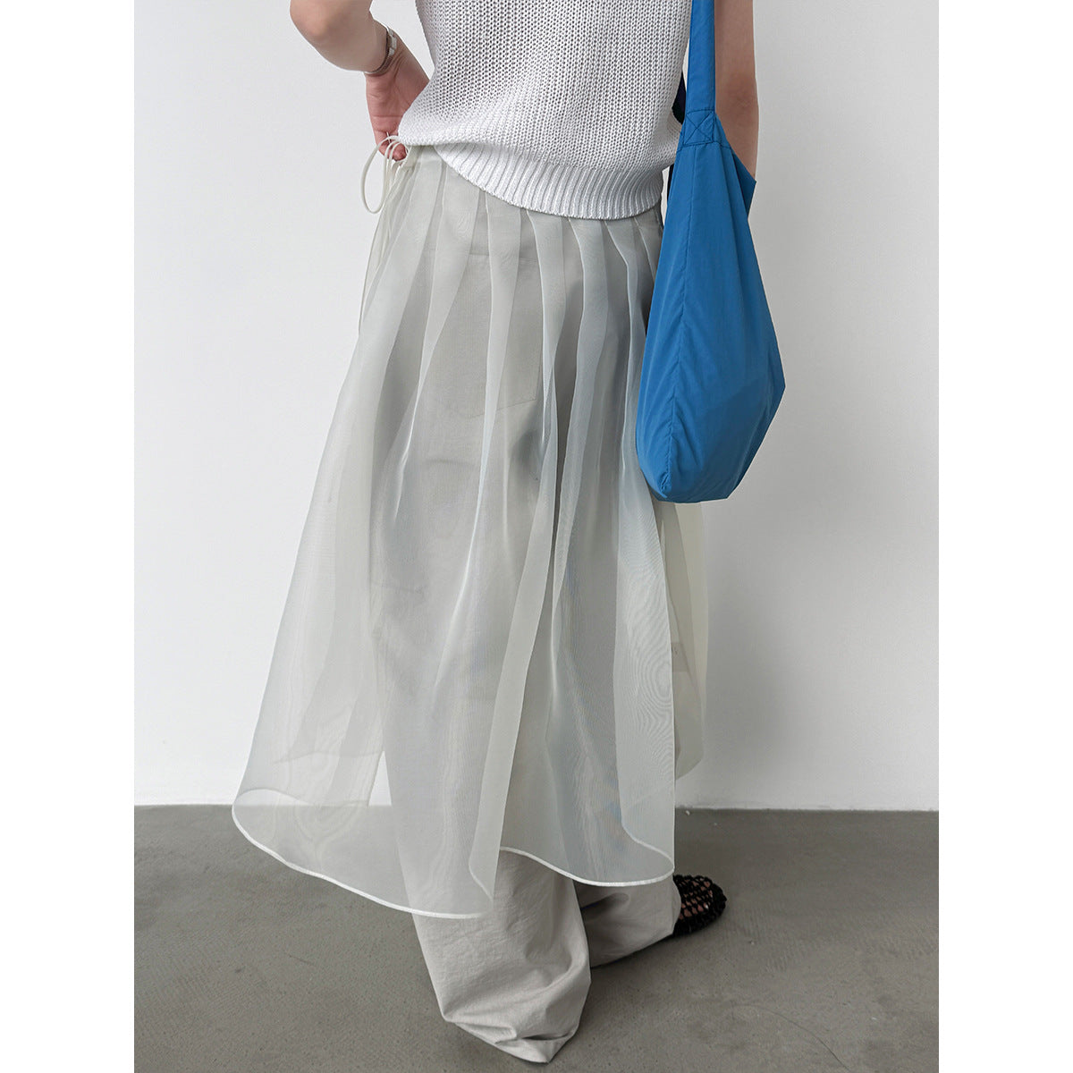 Perspective organza skirt 2026 spring and summer new atmosphere stacked one-piece fart curtain skirt