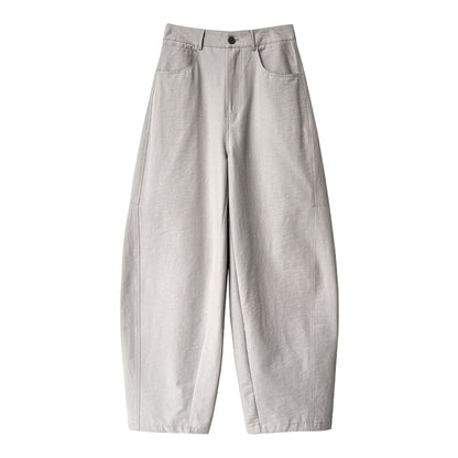 Japanese simple relaxed design scimitar slacks women's spring new wide-leg trousers