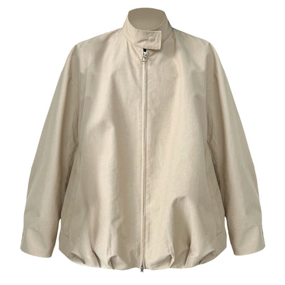 Cocoon-shaped bud stand-up collar buckle jacket women's autumn new Korean lazy casual jacket
