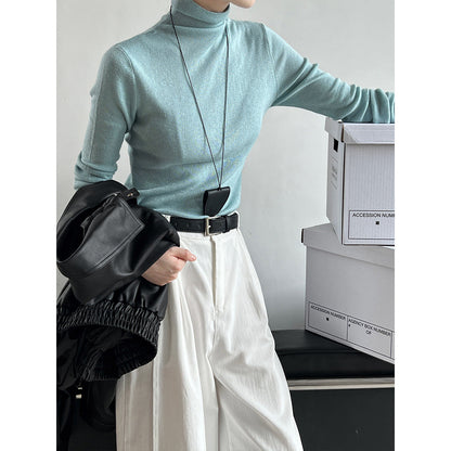 Simple knitted sweater women's new turtleneck wool bottoming shirt in autumn and winter