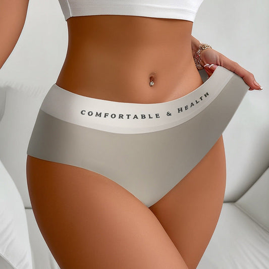 Specially for women's seamless high-waisted briefs, contrasting colors and color matching, ice silk nylon high elastic comfortable underwear for women
