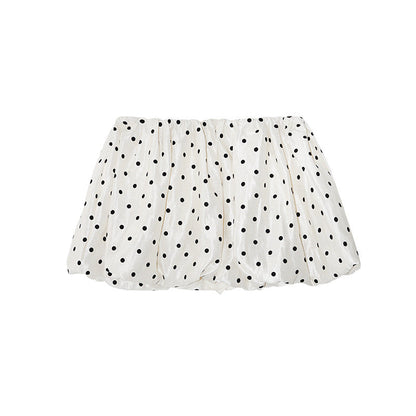 Sweet and spicy polka dot short skirt anti-light elastic waist a-shaped skirt