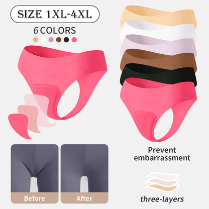 Large size ice silk seamless anti-embarrassment line underwear women's sports yoga anti-embarrassment low waist comfortable women's underwear