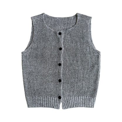 Simple and versatile sleeveless rough knitted vest