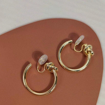 Premium sense metal mosquito coil disc loop earrings French ear clips can be worn without ear piercings, earrings are simple, fashionable and versatile