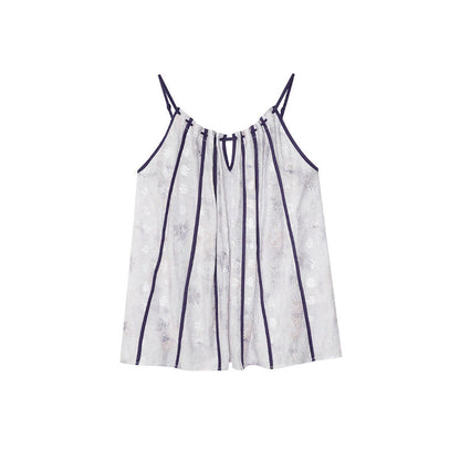 sweet age reduction light purple splicing suspender top