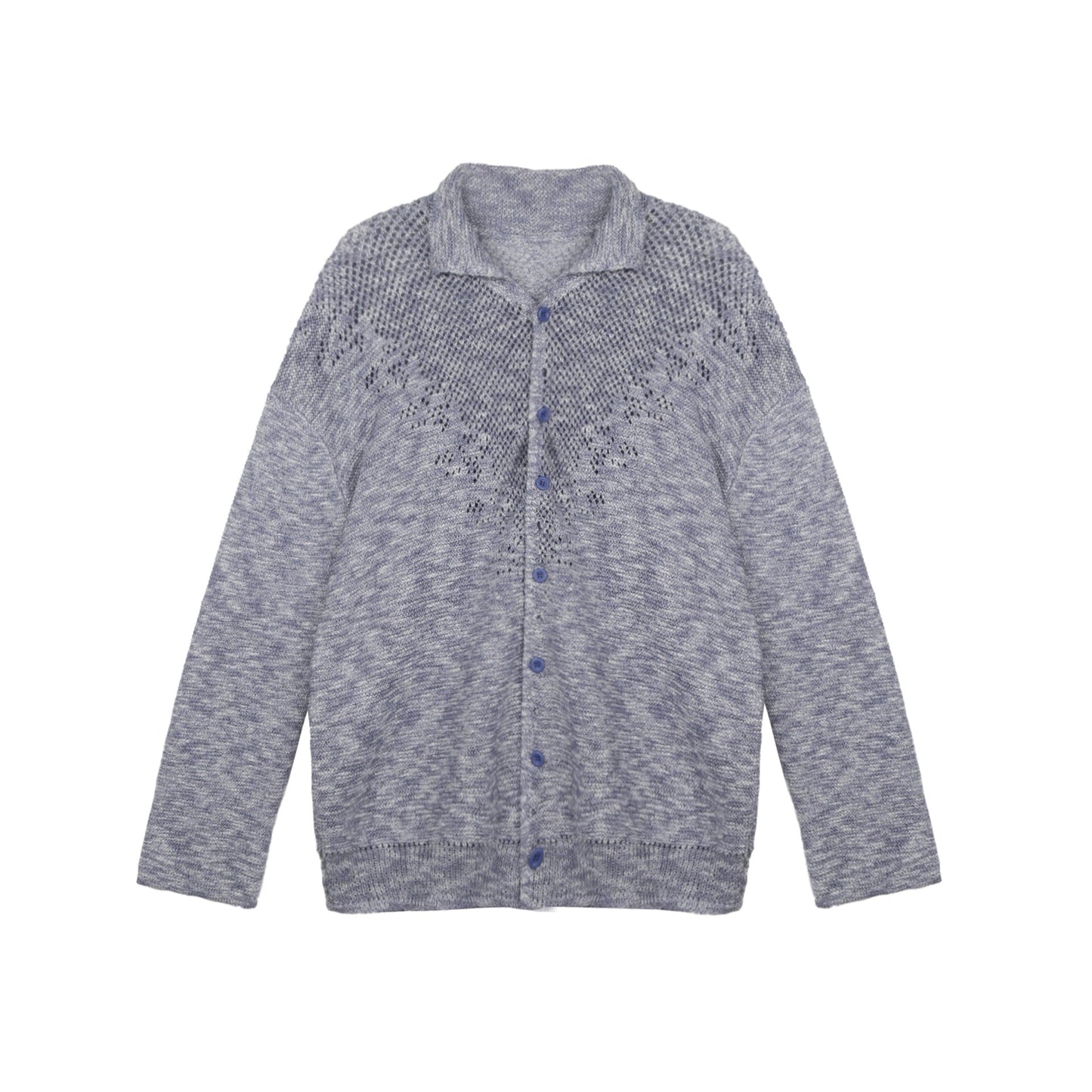 Hollow POLO neck sunscreen cardigan knitted sweater loose outer long-sleeved top
