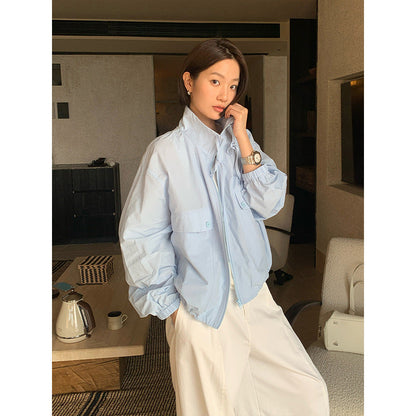 Korean tooling wind stand-up collar drawstring sunscreen clothing