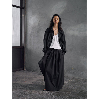 The cotton feels irregular, elastic and thin, lazy, loose pendulum medium and long skirt.
