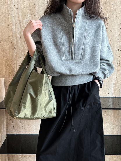 Half zipper sweater women's high-end spring wear new Korean casual sports high-waisted top