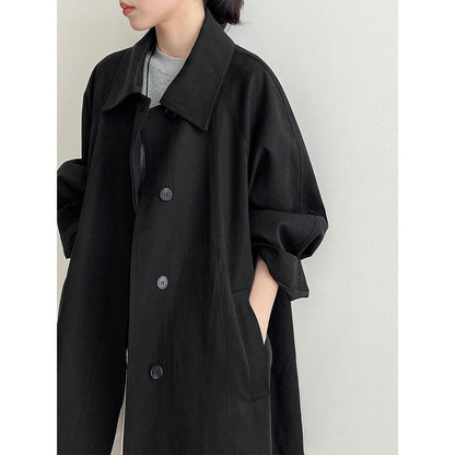 Slack retro casual double-layer placket jacket women's autumn new loose small trench coat