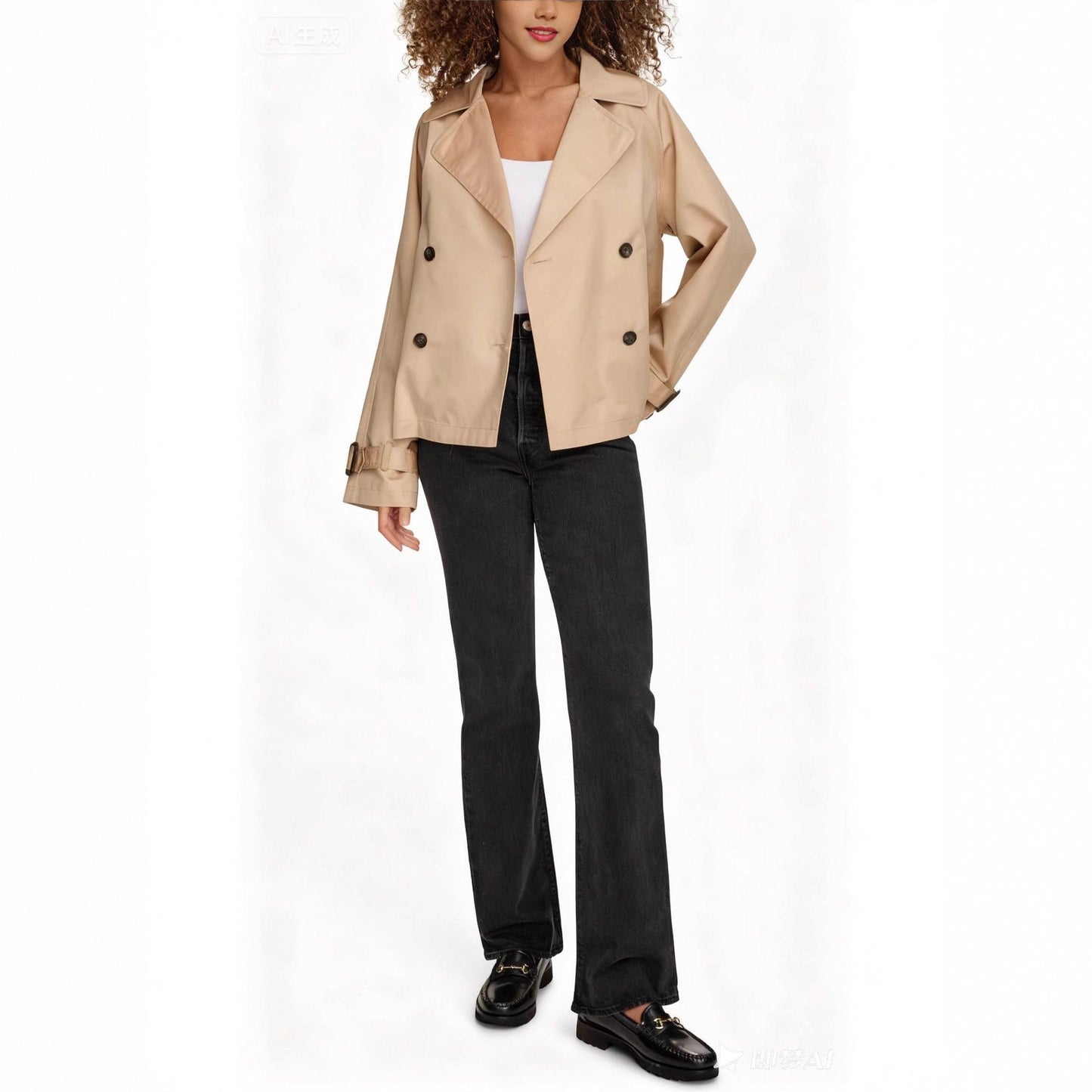 Lapel double-breasted British old money coat jacket small short trench coat