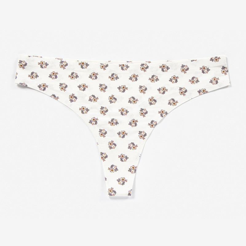 Traceless underwear sticker nylon printing breathable quick-drying low-waist ice silk seamless underwear women
