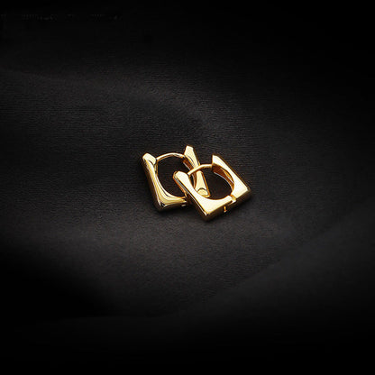 Simple and cold wind geometric earrings niche design high sense fashion small K gold ear buckle stud earrings jewelry