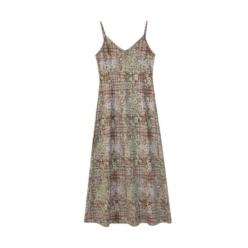 Skinny V-neck suspender dress