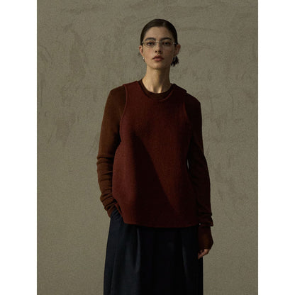 Autumn minimalist round neck wool upright double-sided woolen A-shaped woolen vest