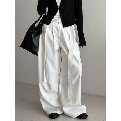 Yamamoto style design drape wide-leg pants women's 26 early spring high-waisted casual lazy strap-on trousers