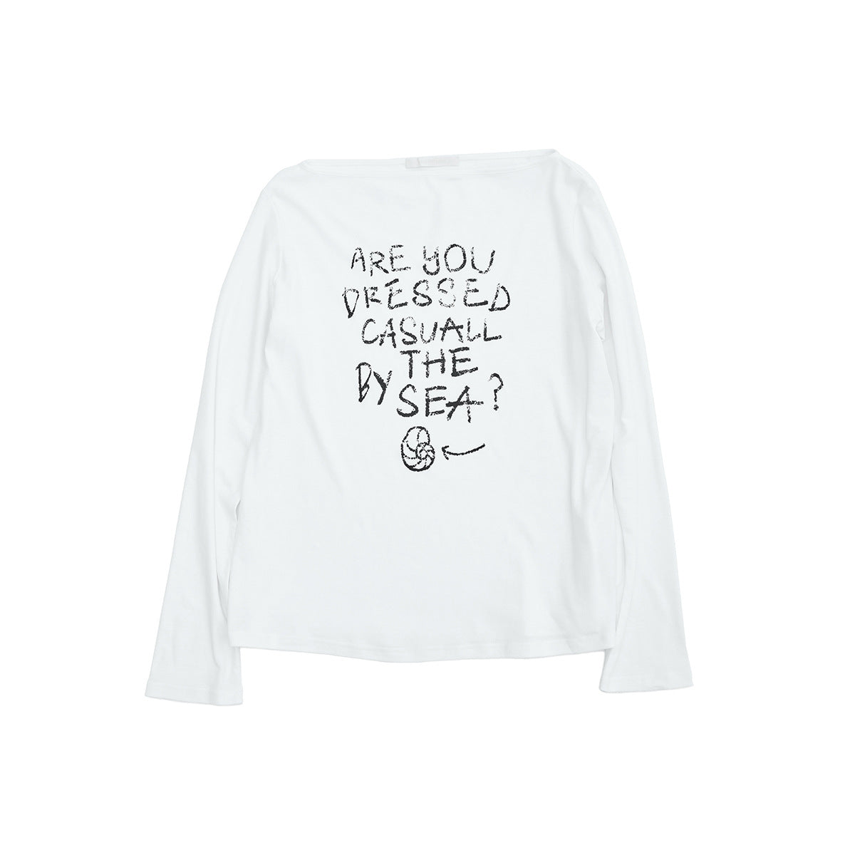 Spring new casual simple and easy solid color letter printing one word shoulder versatile T-shirt