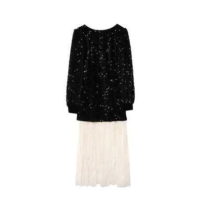Interpretation of beauty NEWOPEN 2024 winter French daughter dress sequined fishtail dress