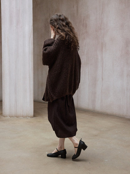 Hollow Mahai wool knitted cardigan daily commute soft waxy skin-friendly versatile jacket