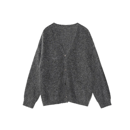 Fashion commuter lazy loose soft waxy v-neck sweater cardigan