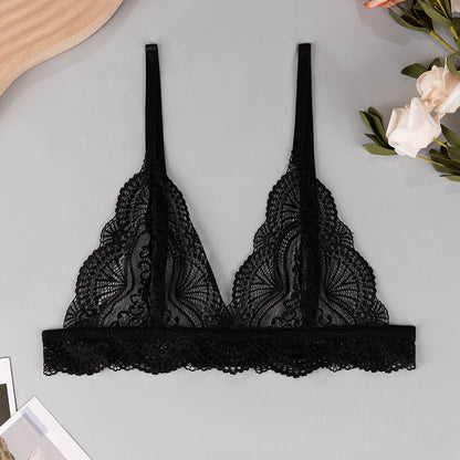 Triangle cup French thin strap sexy underwear women's new pure lace breathable back bra