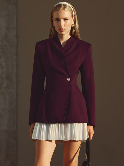 ins style mini suit skirt, new temperament high-end jacket pleated skirt waist women's top