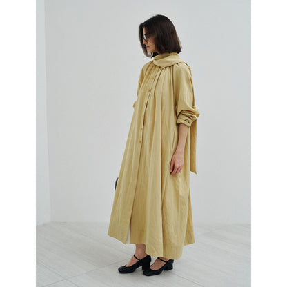 Spring commuting design sense Tencel streamer collar sense long trench coat