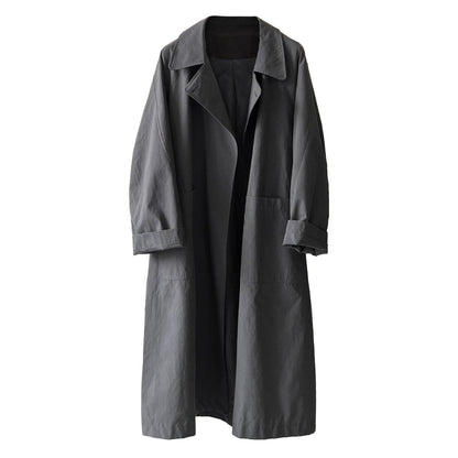 Premium retro loose big pocket trench coat niche coat women's autumn new loose coat 3726