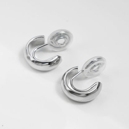 Premium sense metal mosquito coil disc loop earrings French ear clips can be worn without ear piercings, earrings are simple, fashionable and versatile